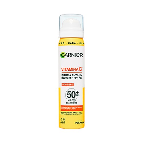 GARNIER Vitamina C Bruma facial acabado invisible con FPS 50+ (muy alto) 75 ml.