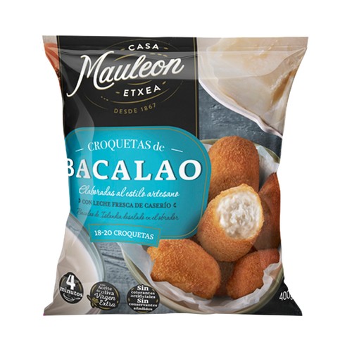 CASA MAULEON Croquetas de bacalao, elaboradas al estilo artesano 400 g.