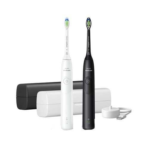 Cepillo de dientes eléctrico sónico PHILIPS Duo HX7109/01, sensor de presión, 2 velocidades.