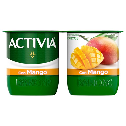 ACTIVIA Bífidus con trocitos jugosos de mango de Danone 4 x 120 g.
