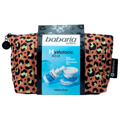 BABARIA Active Neceser con sérum ultra hidratante y crema hidratante con filtro solar y ácido Hialurónico.
