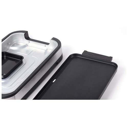 Plancha de asar QILIVE Q.5853, 2000W, superficie 46 x 25cm, termostato regulable, recogegrasas.