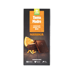 INTERMÓN OXFAM Chocolate 70% cacao negro y naranja ecológico INTERMÓN OXFAM TIERRA MADRE100 g.