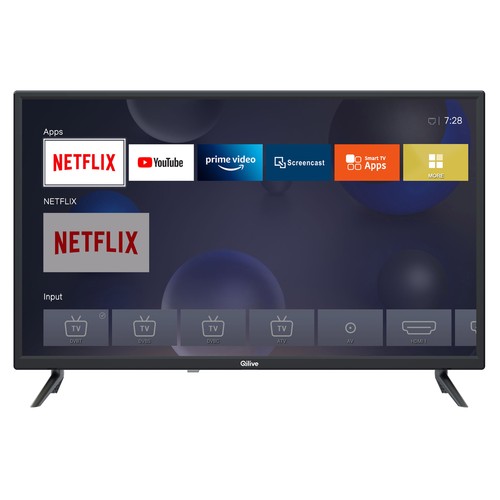 Televisión 81,28 cm (32") LED QILIVE Q32HS221B HD READY, SMART TV, WIFI, TDT T2, USB reproductor, 3HDMI, 60HZ.