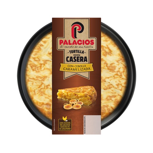Tortilla de patata con cebolla caramelizada, lista para calentar y comer PALACIOS 600 g.