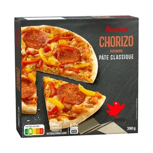 PRODUCTO ALCAMPO Pizza de chorizo, queso y pimiento con masa clásica 390 g.