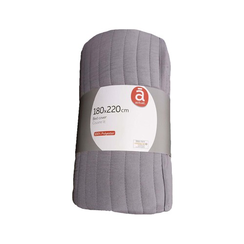 Colcha acolchada de color gris para cama individual, 180x220cm, ACTUEL
