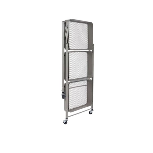 Carro plegable metal 77x45x29cm 3 estantes+ruedas gris. CAMILO RIGAMONTI.