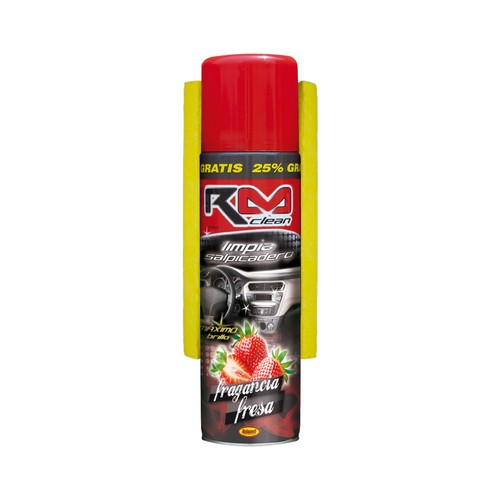 Limpiador de salpicaderos de 650 mililitros, con acabo brillante, dulce olor a fresa y balleta de regalo RM CLEAN.