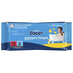 DODOT Siempre limpio Toallitas humedas para bebé, aptas para manos y cara 64 uds.