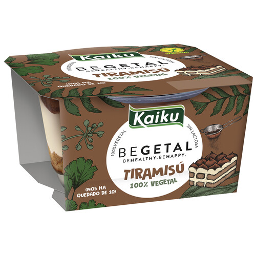 Tiramisú 100% vegetal a base de crema de arroz, bizcocho, café y cacao KAIKU Begetal 90 g.