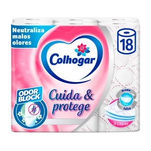 COLHOGAR Papel higiénico Protect Care 3 capas 18 rollos