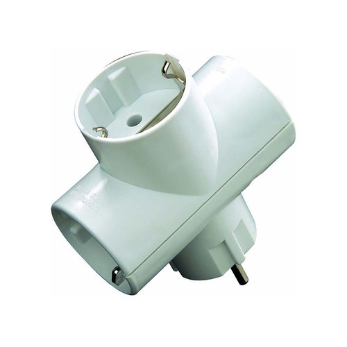 Adaptador triple schuko 16a. 3500w. blanco, EUROBRIC.