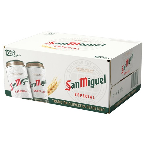 Cervezas SAN MIGUEL pack de 12 latas de 33 cl.