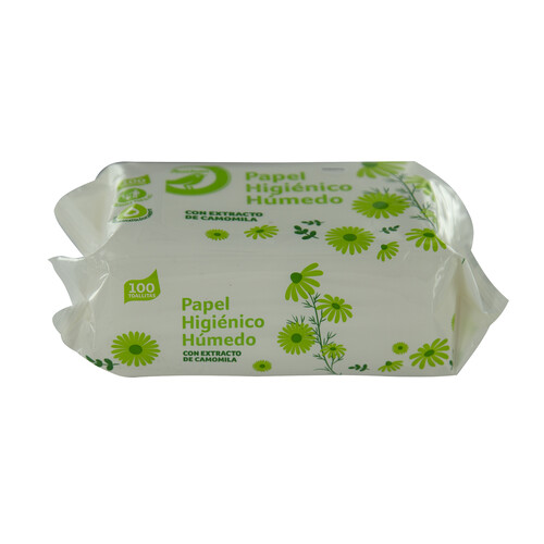 PRODUCTO ECONÓMICO ALCAMPO Papel higiénico húmedo con extracto de camomila PRODUCTO ECONÓMICO ALCAMPO 100 uds.