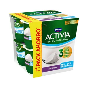 ACTIVIA Bífidus desnatado ( 0% materia grasa) y sabor natural 0% de Danone 8 x 120 g.