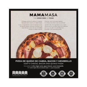 Pizza congelada de queso de cabra, bacon y membrillo 500 g.