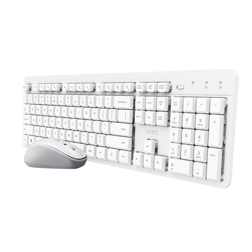 Set de teclado y ratón inalámbricos TRUST ODYII, universal, color blanco