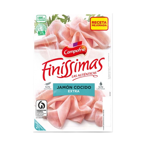 Jamón cocido de calidad extra, cortado en lonchas CAMPOFRÍO Finissimas 115 g.
