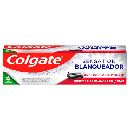 COLGATE Sensation blanqueador Pasta de dientes blanqueadora con bicarbonato y ceniza volcánica 75 ml.