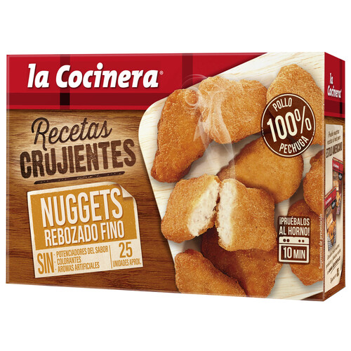 LA COCINERA Nuggets de pollo con rebozado fino Recetas curjientes 400 g.
