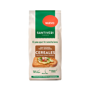 Imagen de SANTIVERI Pan tostado 100% integral de cereales, 200 g.