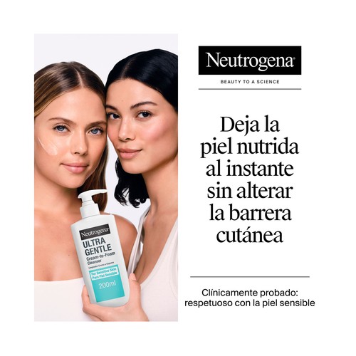 NEUTROGENA Ultra gentle Limpiador facial crema - espuma, para pieles sensibles 200 ml.