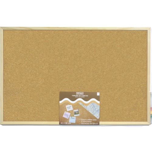 Tablero de corcho con marco de madera 40x60cm MIMBEK.