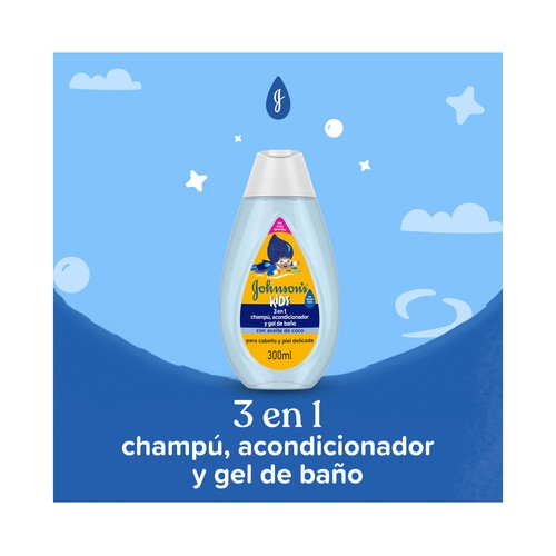 JOHNSON'S Kids Champú, acondicionador y gel de baño, para cabello y piel delicada.