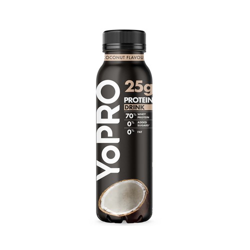 YOPRO Leche fermentada con proteínas y sabor a coco, sin azúcares añadidos, ni grasa de Danone 291 ml.