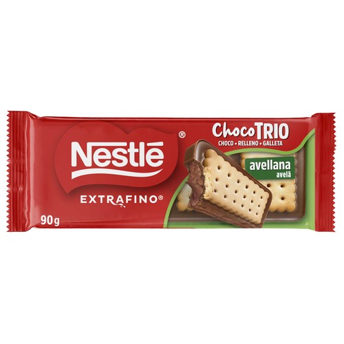 NESTLÉ Chocolate trío de avellanas extrafino 90 g.