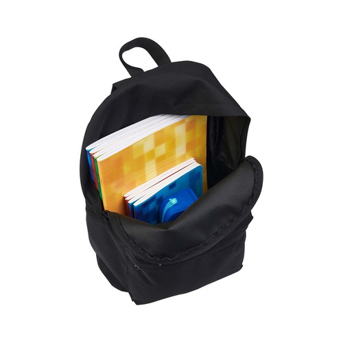 Mochila juvenil negra básica con 1 compartimento y bolsillo inferior, 24 litros PRODUDUCTO ECONÓMICO ALCAMPO, 31x42x3cm.