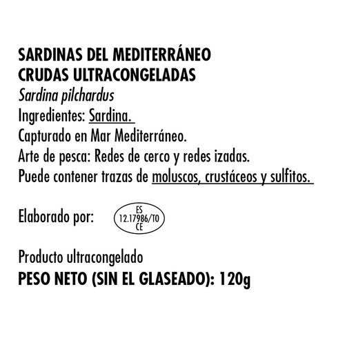 DELFÍN Sardinas del Mediterráneo congeladas DELFÍN 120 g (P.N.)