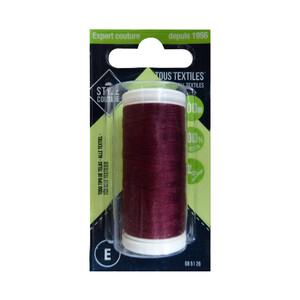 Imagen de Bobina de hilo de poliéster color granate-burdeos para todo tipo de telas, 200m., STYLE.
