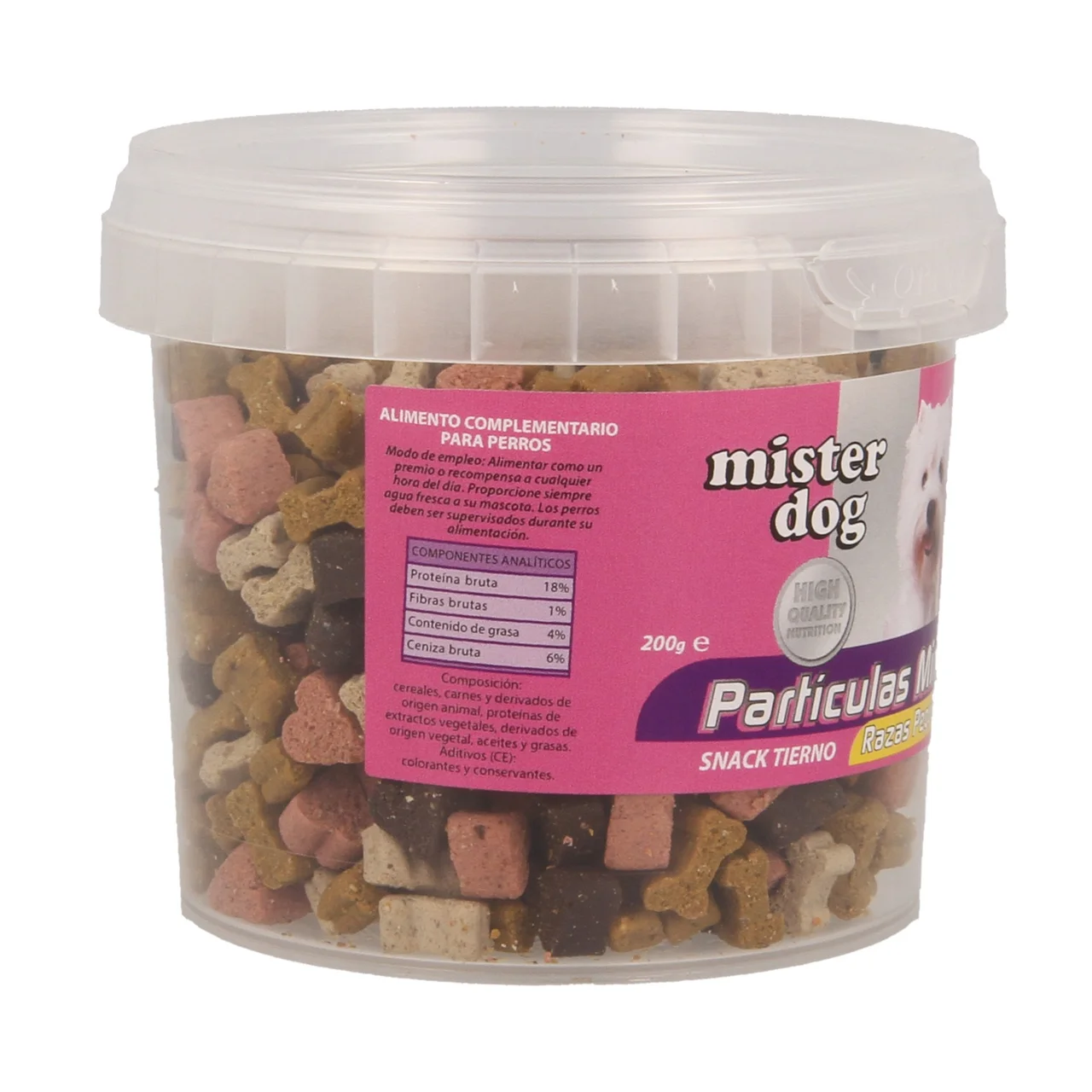 MISTER DOG Bocaditos sabor a carne tiernos para perros de talla pequeña MISTER DOG PARTÍCULAS MINI 200 gr.