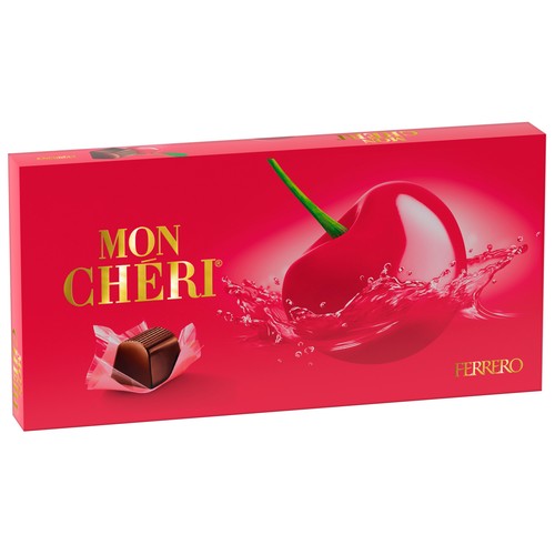 MON CHERI FERRERO Bombones de chocolate negro con cereza y licor 100 g.