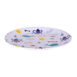 Plato de postre estampado fabricado en melamina, 20 cm, Happy