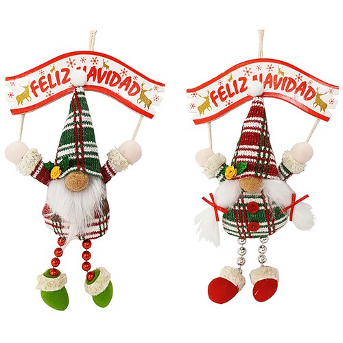 Colgante Puerta Feliz Navidad Gnomo 36cm modelos surtidos, OLIVER ART