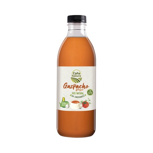 CAÑA NATURE Gazpacho fresco tradicional andaluz, 100% natural, elaborado sin gluen y sin conservantes CAÑA NATURE 1 l.