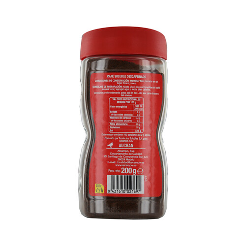 PRODUCTO ALCAMPO Café soluble descafeínado PRODUCTO ALCAMPO 200 g.