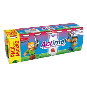 ACTIMEL Kids de Danone Leche fermentada con Lcasei y sabor a fresa 14 x 100 g.