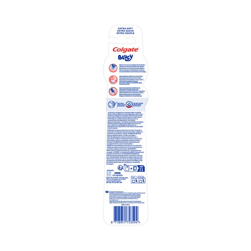 COLGATE Kids bluey Cepillo de dientes infantil para niños de 2 a 5 años con filamentos extra suaves 2 uds.