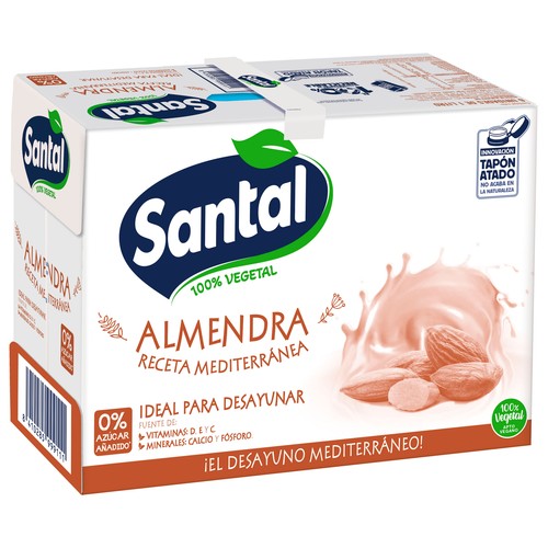 Bebida de almendras, 100 % vegetal y sin azúcar SANTAL 6 x 1 l.