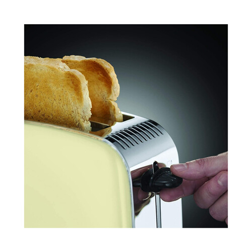 Tostador RUSSELL HOBBS Classic Cream 23334-56, 2 ranuras, 1100W, termostato, bandeja recogemigas, calienta panecillos.