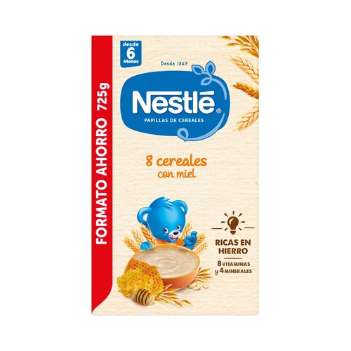 NESTLÉ Papilla de 8 cereales con miel, a partir de 6 meses NESTLÉ 725 g.