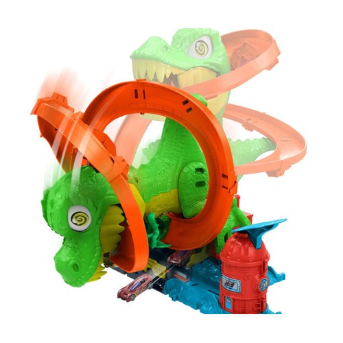 T-Rex vs estación de bomberos HOT WHEELS.