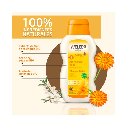 WELEDA Baby Aceite protector para bebé, con extracto de Caléndula 200 ml.