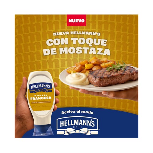 HELLMANN'S Salsa Mayonesa con mostaza formato bote bocabajo 430ml.