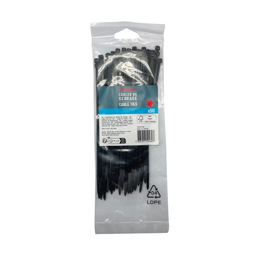 Set de 50 bridas, color negro, 3,5 x 180 mm, ALCAMPO.