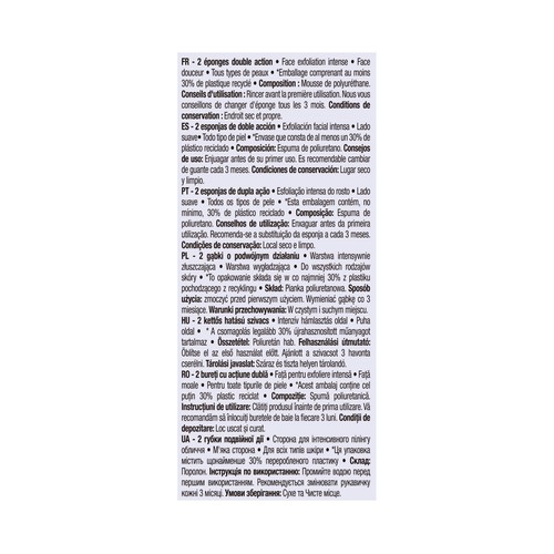 COSMIA Esponjas de doble acción (exfoliación facial intensa) para todo tipo de pieles 2 uds.
